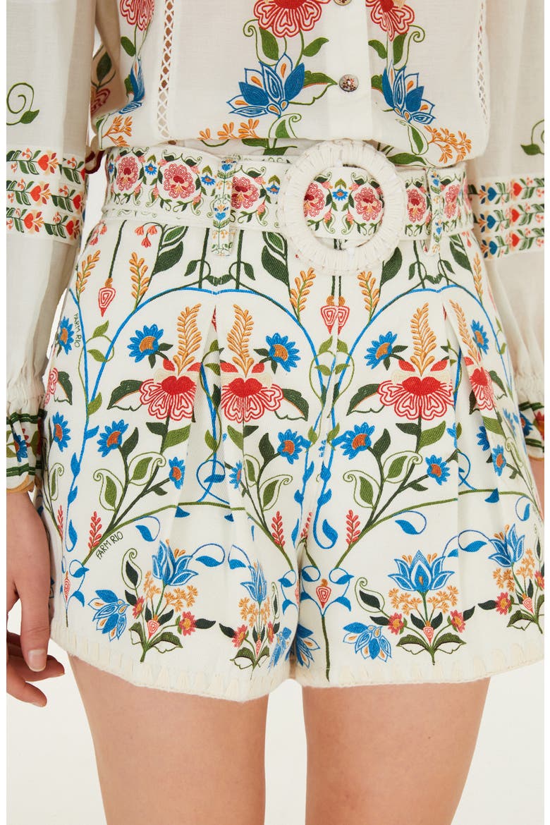 Fraga Print Belted Shorts, Alternate, color, OFF-WHITE