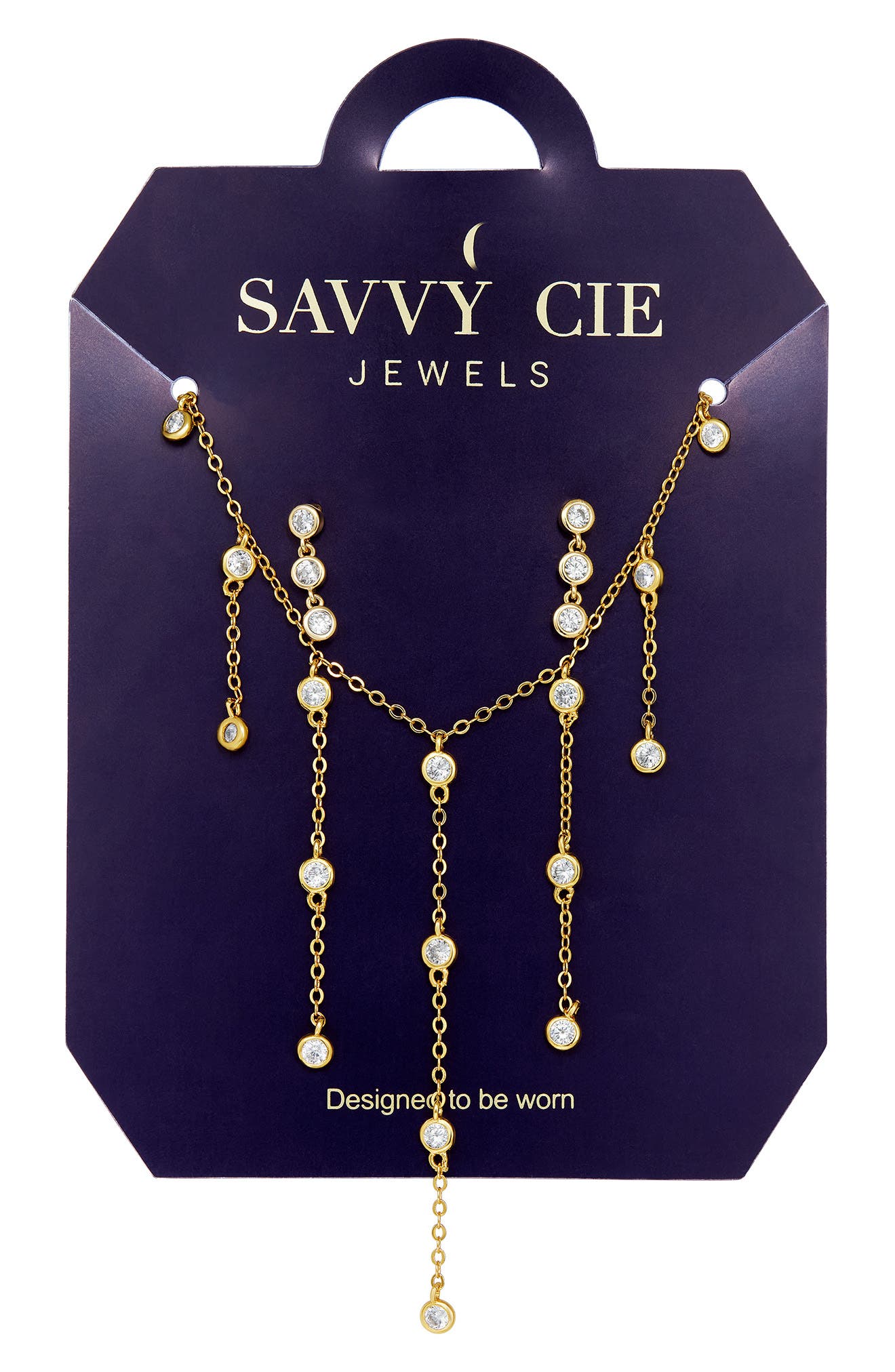 Cubic Zirconia Necklace and Drop Earrings Set