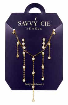 Cubic Zirconia Necklace and Drop Earrings Set