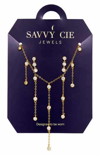 Cubic Zirconia Necklace and Drop Earrings Set