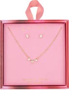 Leith Cubic Zirconia Stud Earrings & Bar Pendant Necklace Set