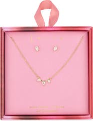 Leith Cubic Zirconia Stud Earrings & Bar Pendant Necklace Set