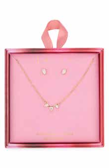 Leith Cubic Zirconia Stud Earrings & Bar Pendant Necklace Set