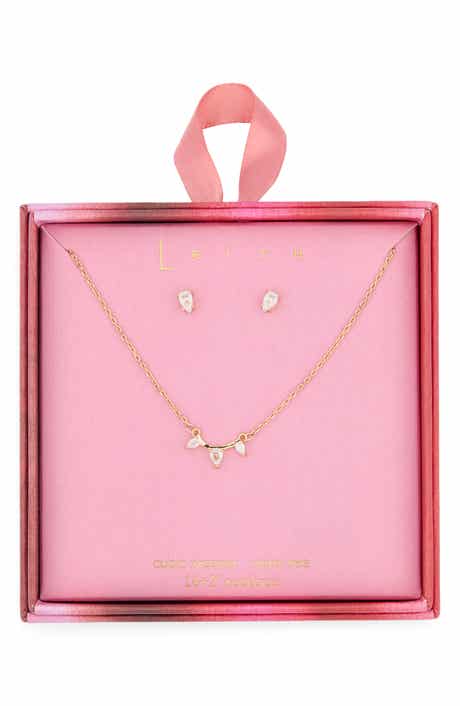 Leith Cubic Zirconia Stud Earrings & Bar Pendant Necklace Set