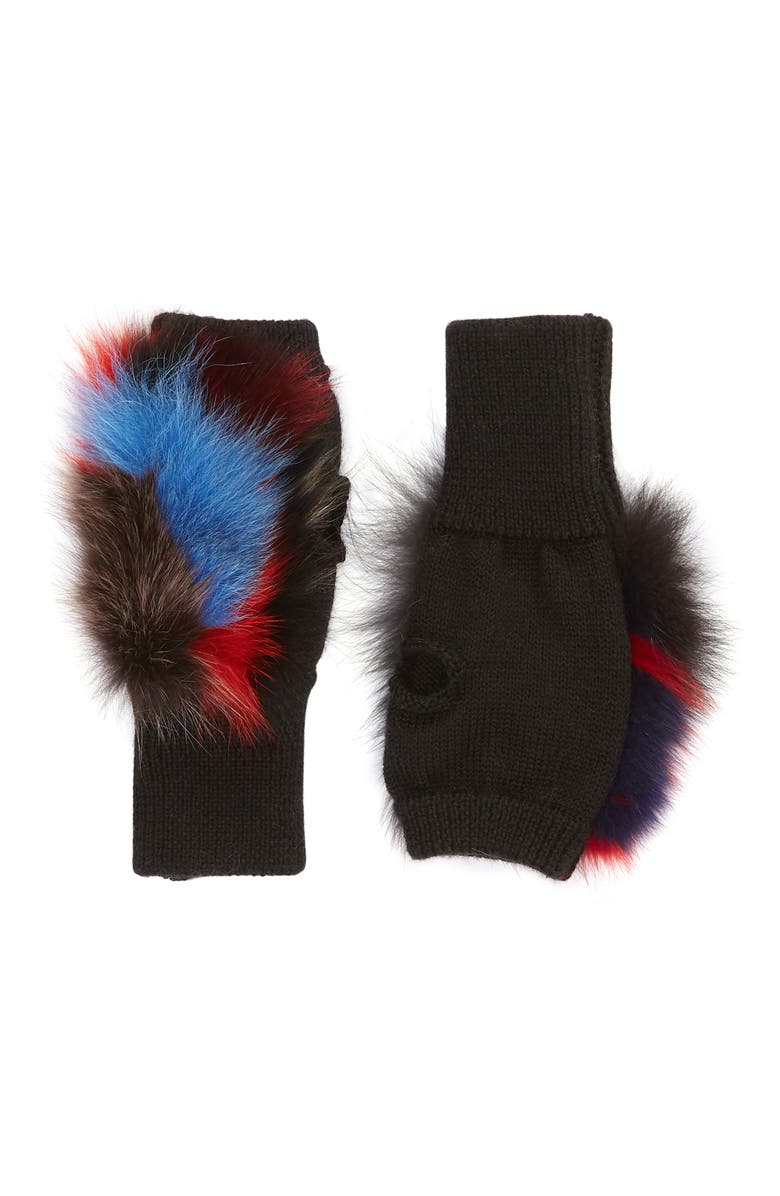 Jocelyn Insomniac Genuine Fox Fur Open Top Mittens, Main, color, 
