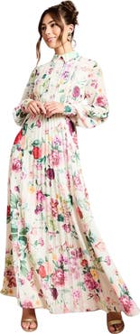 Coast Pleated Lace Trim Midi Dress