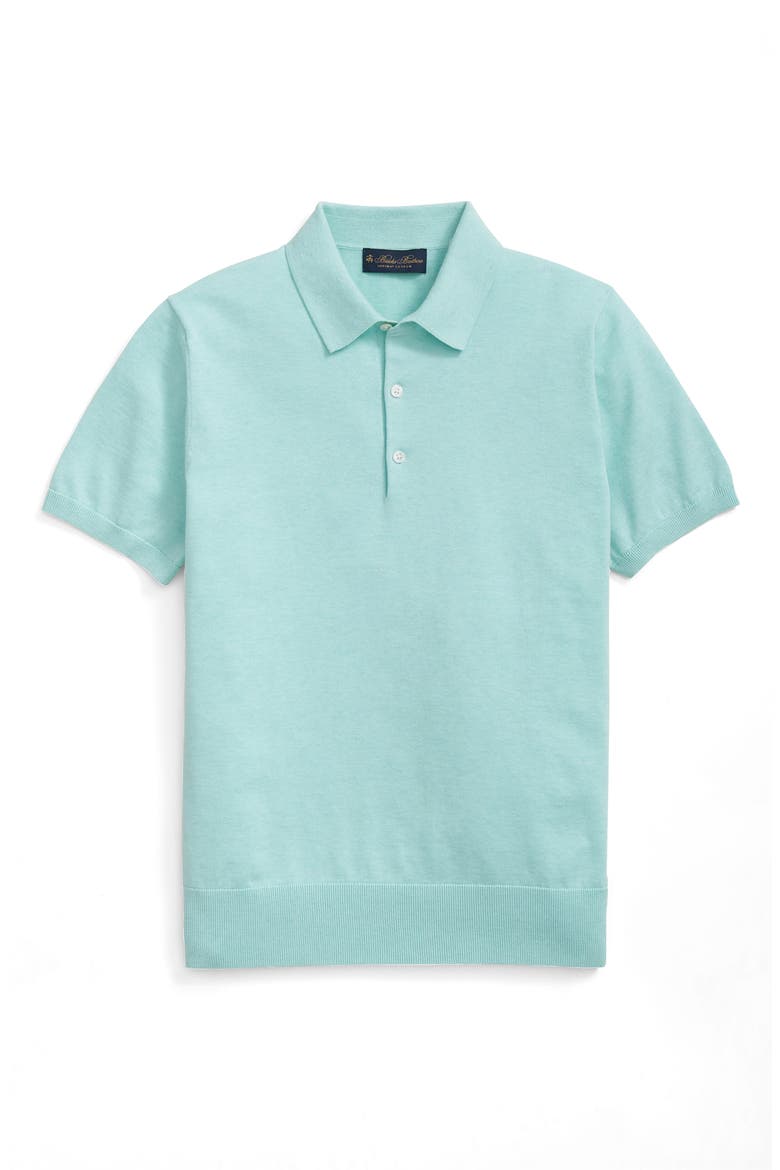 Supima® Cotton Polo Sweater, Alternate, color, AQUA HEATHER
