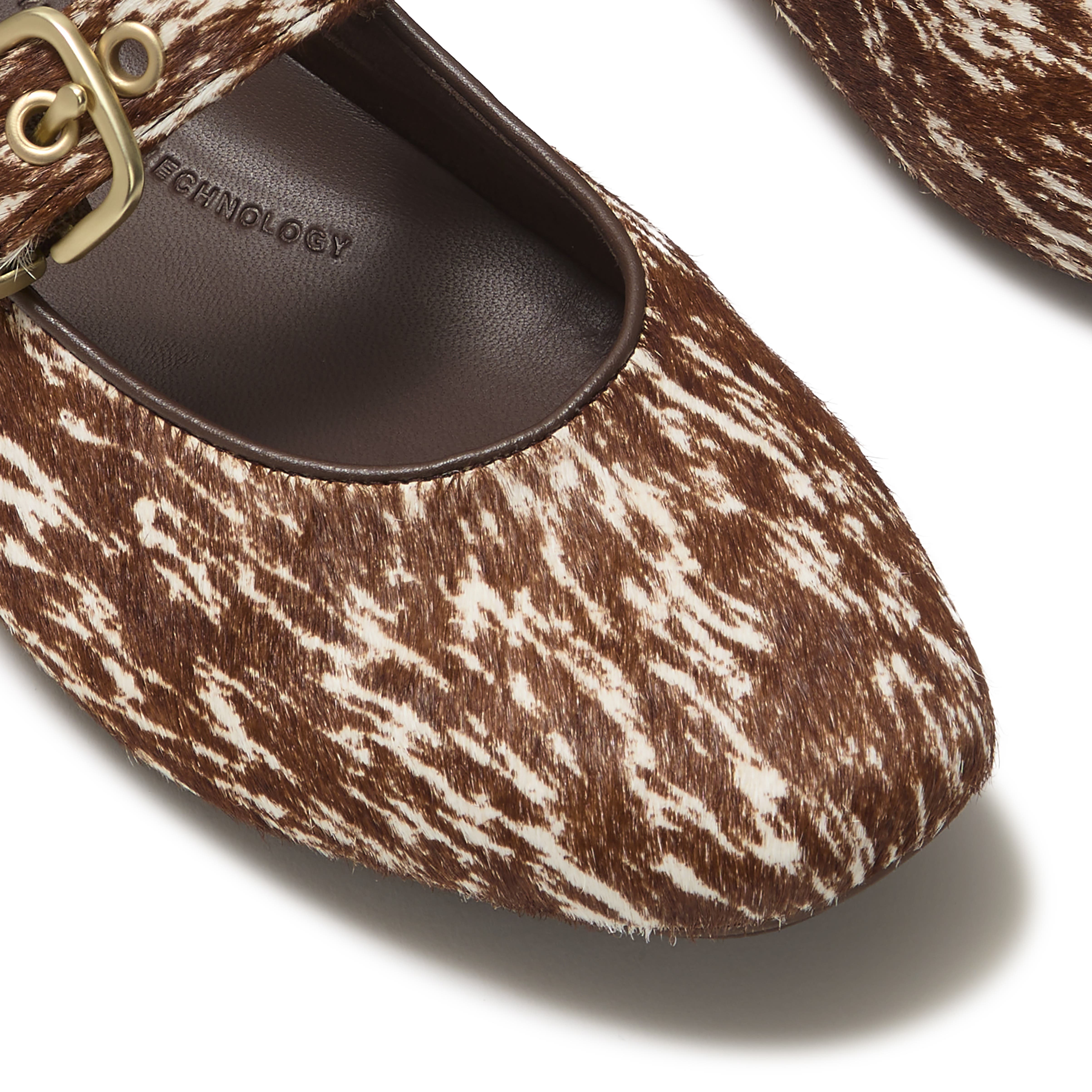 Delicato Pony Cow Mary Janes, Alternate, color, Brown/White