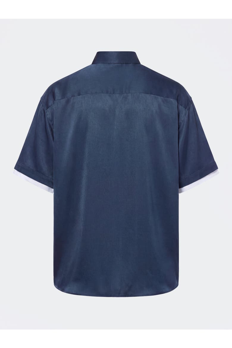 Cupro Double Short Sleeve Shirt, Alternate, color, Charcoal