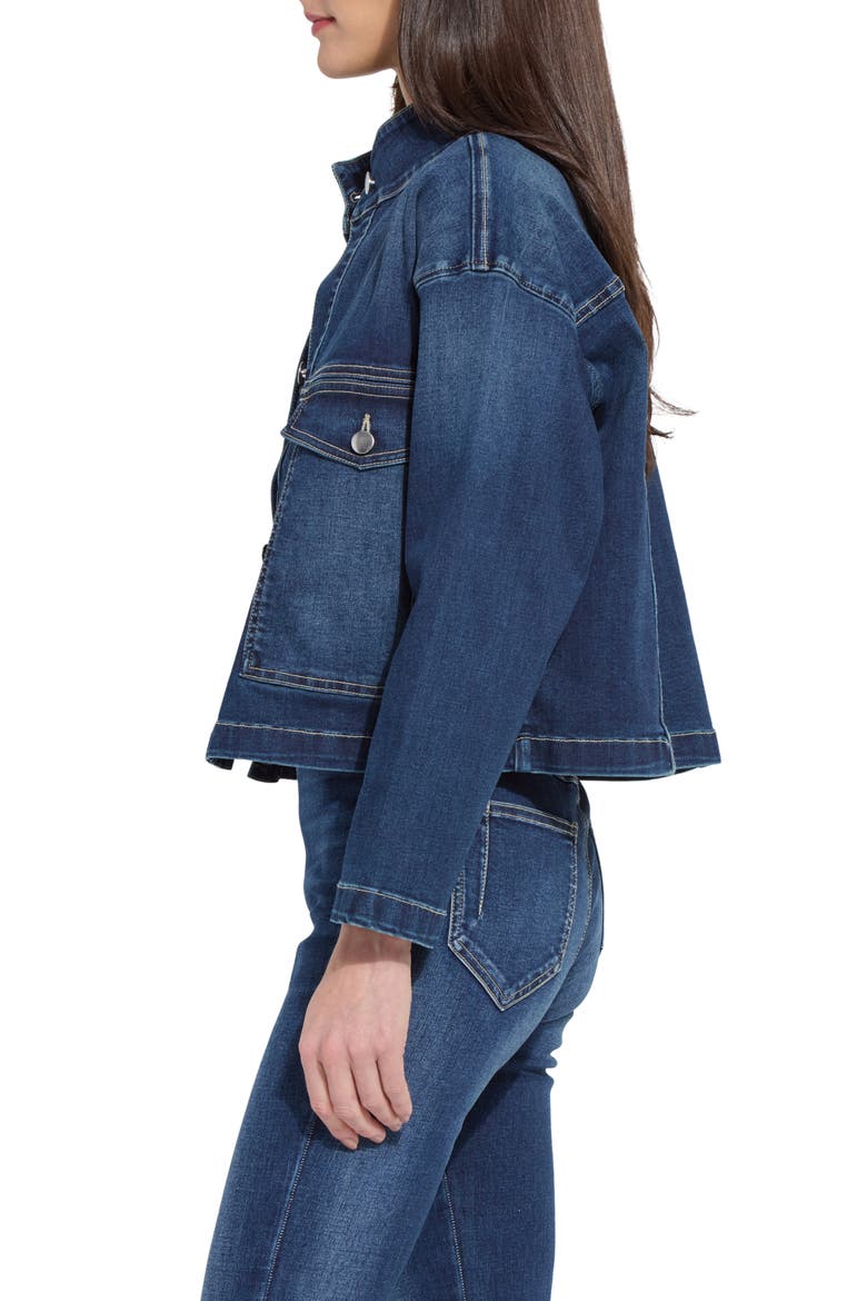 Solene Everyday Denim Jacket, Alternate, color, DARK MIDWASH