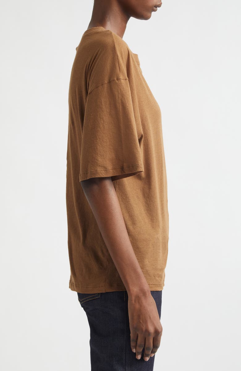 Saint Laurent Oversize Cotton T-Shirt, Alternate, color, Caramel