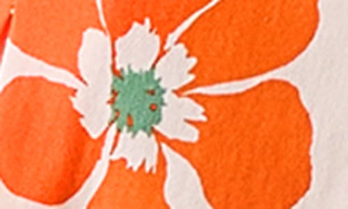 Lk Bennett Flora Floral Pleated Stretch Cotton Sateen Midi Skirt In Orange