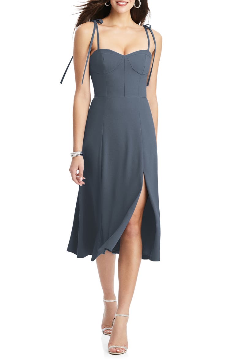 Bustier Crepe A-Line Dress, Main, color, SILVERSTONE