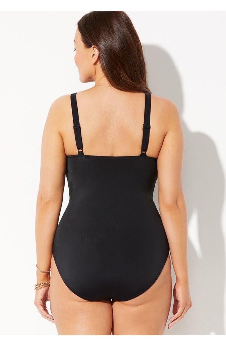 Swimsuits for All Shirred Underwire One Piece Swimsuit, Alternate, color, Black