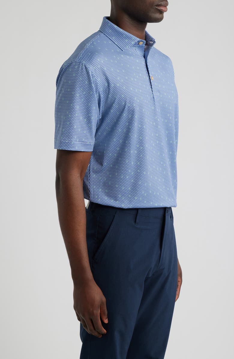 Peter Millar Geometric Skull Print Performance Jersey Polo, Alternate, color, White/ Sport Navy