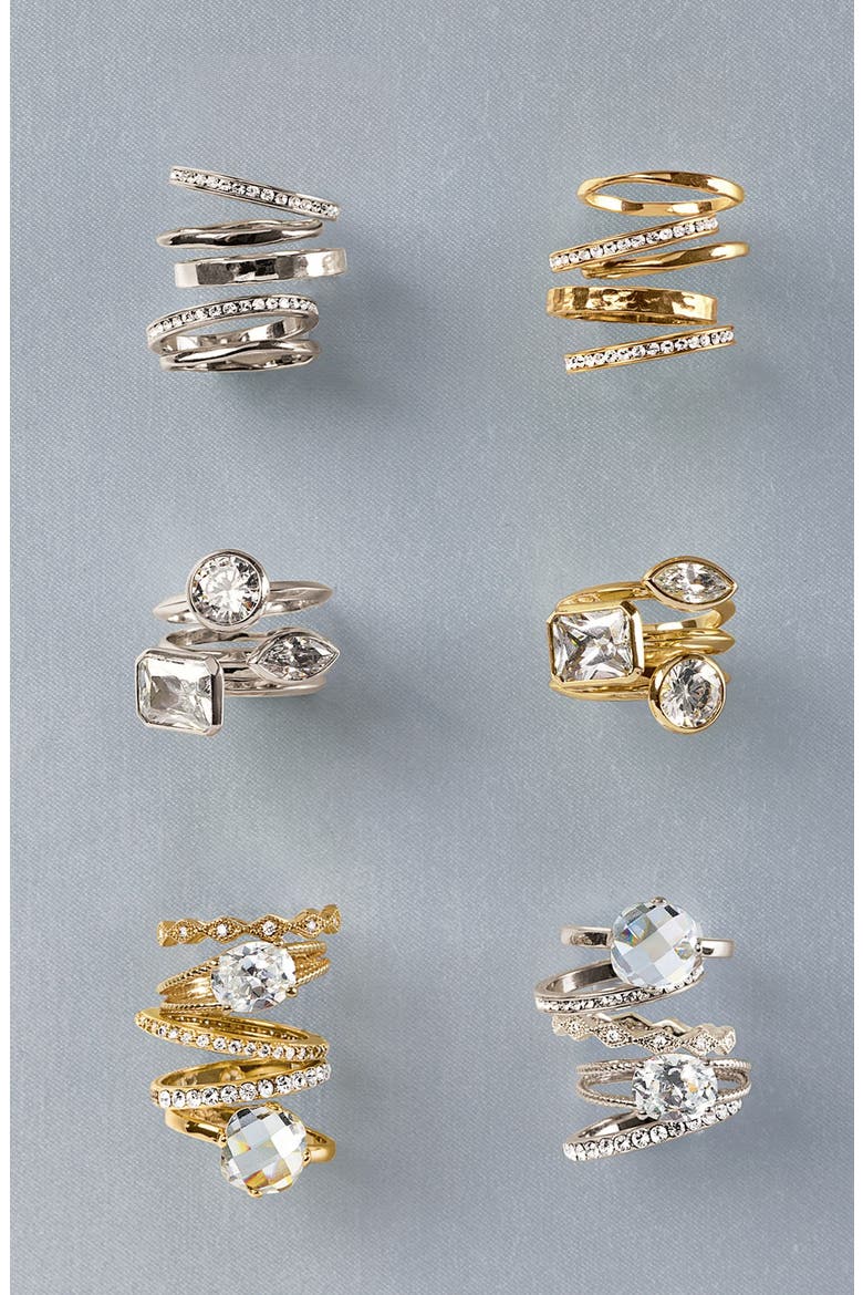 Slim Stackable Rings, Alternate, color, SILVER/CLEAR CRYS