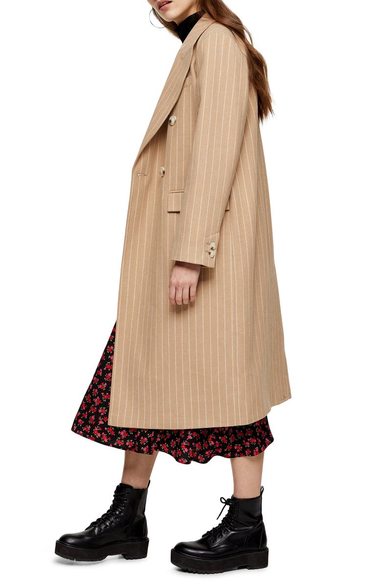 Topshop Pinstripe Longline Jacket, Alternate, color, 