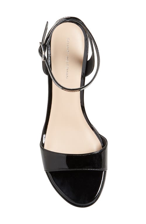 Stuart Weitzman Gala Mid Platform Sandal In Black Patent
