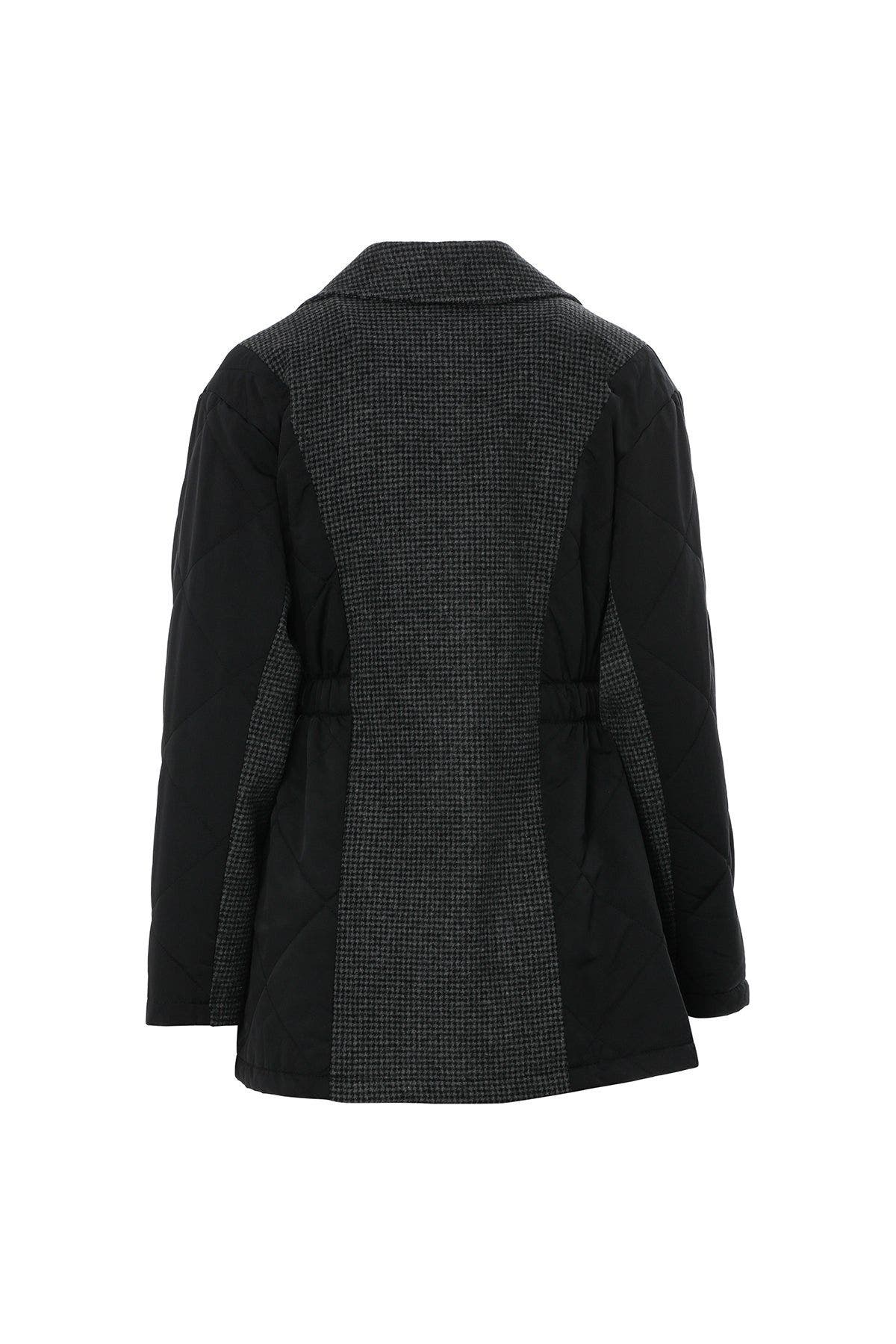 Cropped Waist-Elastic Double-Breasted Quilted Coat - image 2