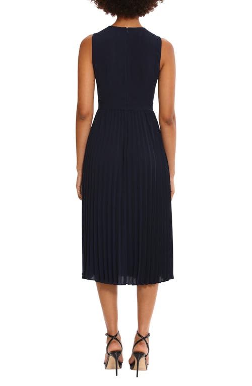 Donna Morgan For Maggy Pleated A-line Midi Dress In Navy Blazer
