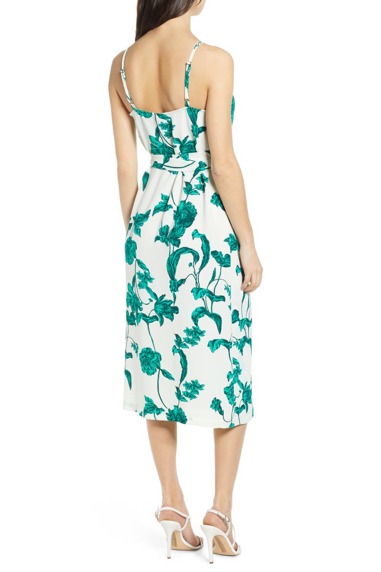 Crepe Wrap Midi Dress, Alternate, color, IVORY VANILLA BEAUTIFUL FLORAL