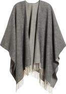 Eileen Fisher Fringe Trim Cotton Wool & Cashmere Poncho