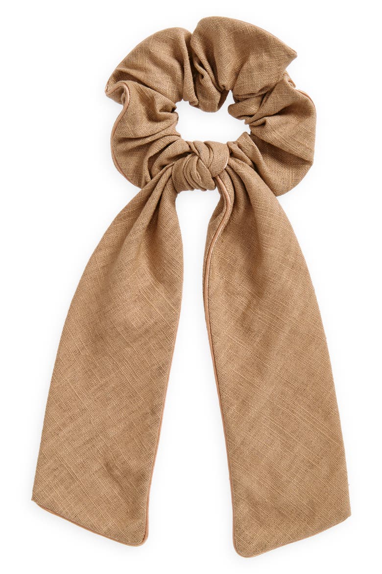 Bow Scrunchie, Main, color, BEIGE