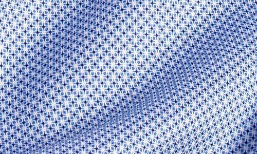 David Donahue Trim Fit Micro Geometric Cotton Dress Shirt In Blue