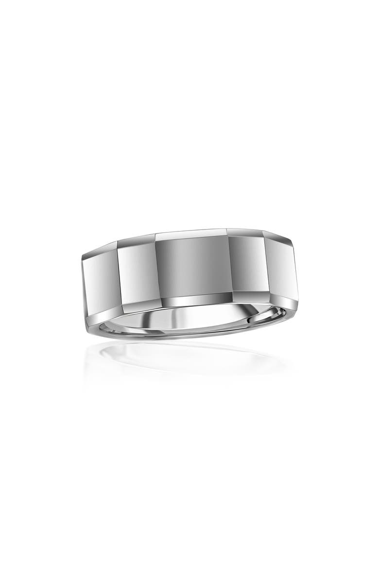 Men's Faceted Tungsten Ring, Main, color, SILVER