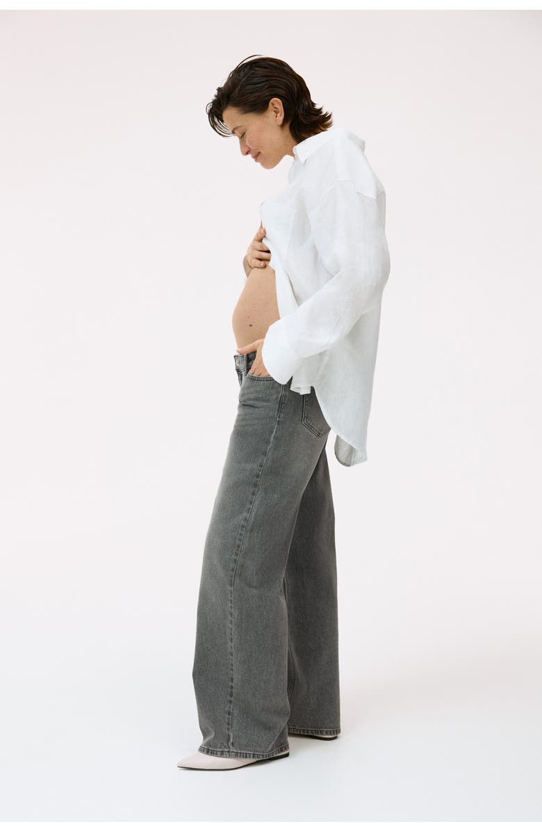 H&M Mama Wide Low Jeans, Alternate, color, Denim Gray
