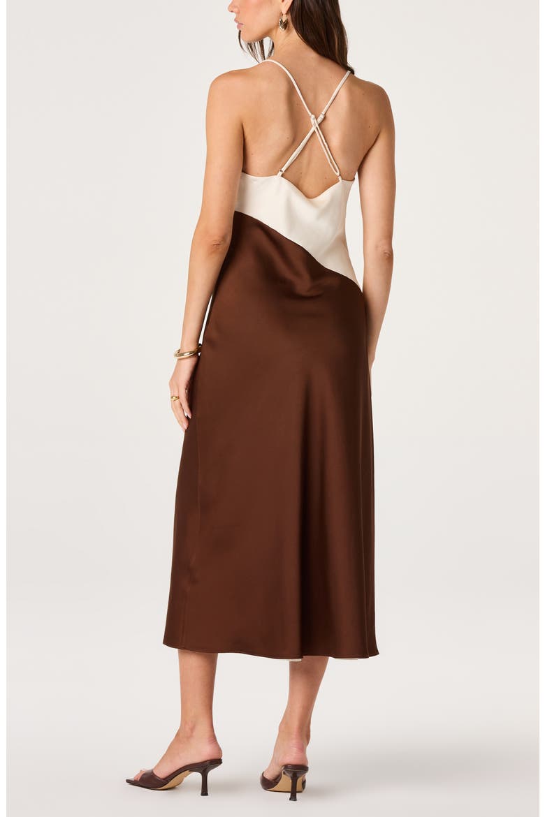Amiyah Colorblocked Midi Dress, Alternate, color, CREAM BROWN