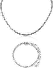 CZ by Kenneth Jay Lane Classic Cubic Zirconia Tennis Necklace & Bracelet Set