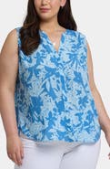 NYDJ Print Sleeveless Pleat Back Top
