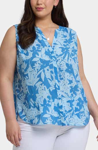 NYDJ Print Sleeveless Pleat Back Top