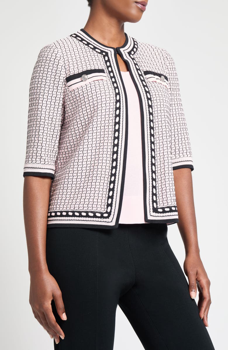 Ming Wang Textured Lace Trim Jacket, Alternate, color, 