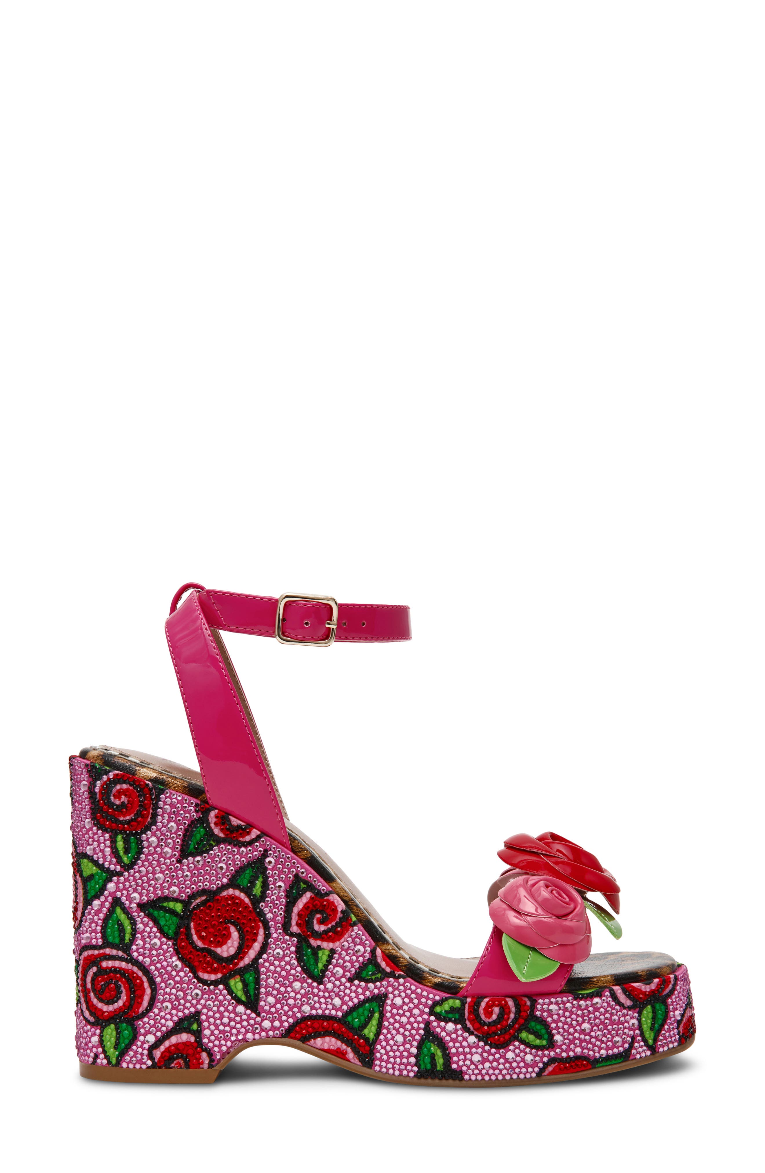 Betsey Johnson Lizzette Wedge Sandal, Alternate, color, Fushia Rose