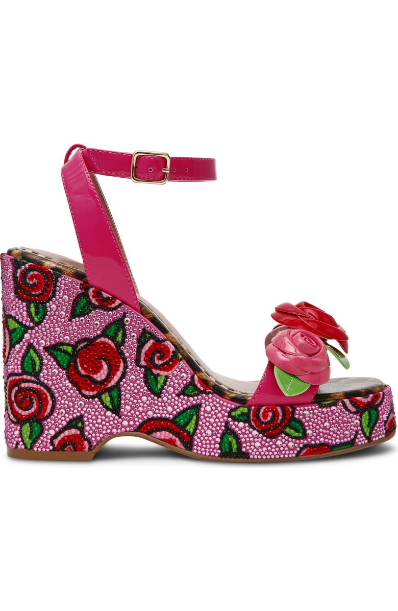 Betsey Johnson Lizzette Wedge Sandal, Alternate, color, Fushia Rose