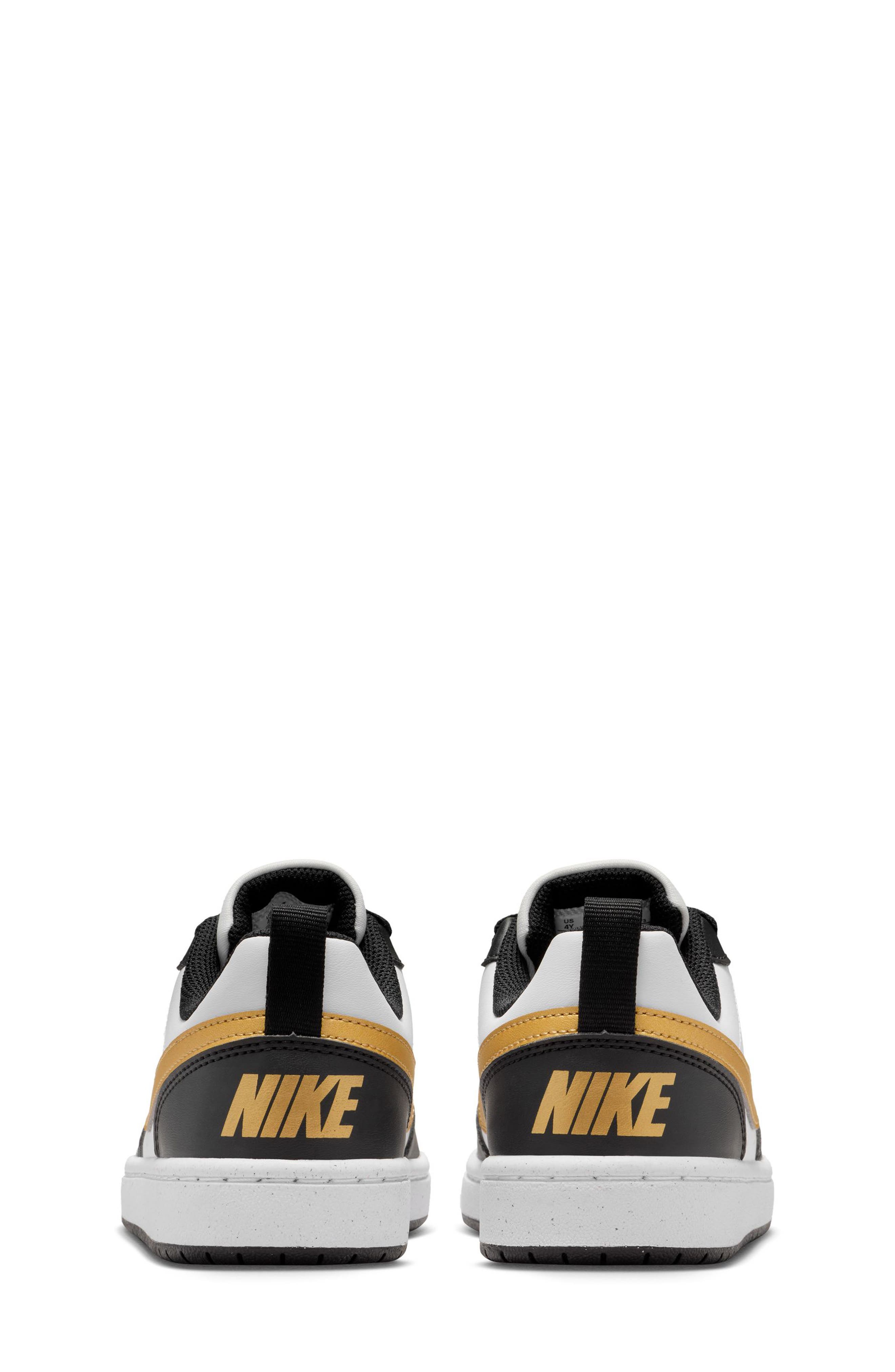 Nike Kids' Court Borough Low Top Sneaker, Alternate, color, Black/ Metallic Gold/ Black