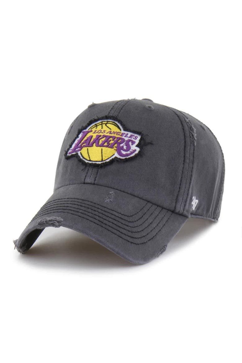 Men's '47  Charcoal Los Angeles Lakers Weathered Clean Up Adjustable Hat, Main, color, Charcoal