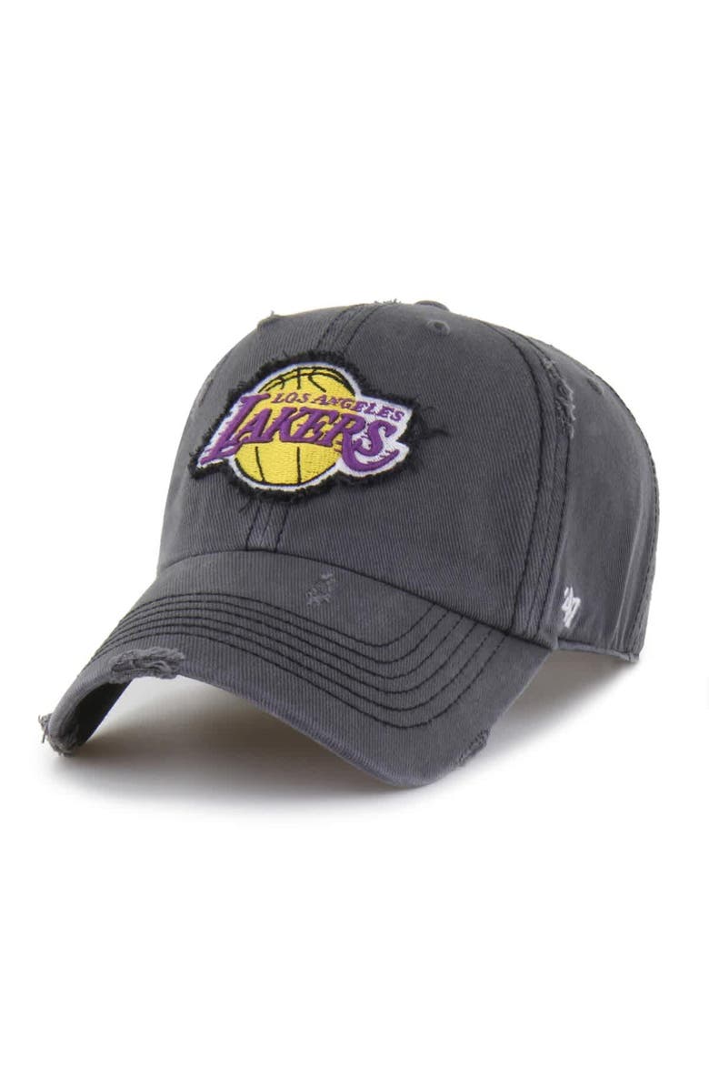 '47 Men's '47  Charcoal Los Angeles Lakers Weathered Clean Up Adjustable Hat, Main, color, Charcoal