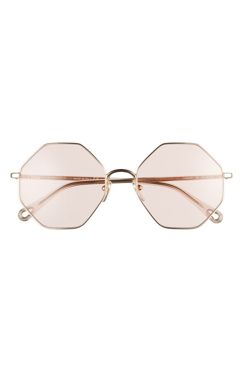 Chloé 57mm Octagonal Sunglasses with Clip-On Aviator Lenses, Alternate, color,