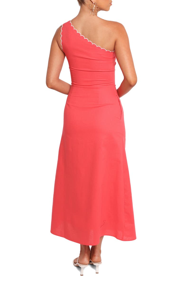 Petal & Pup Amani One-Shoulder Cotton & Ramie Maxi Dress, Alternate, color, Coral