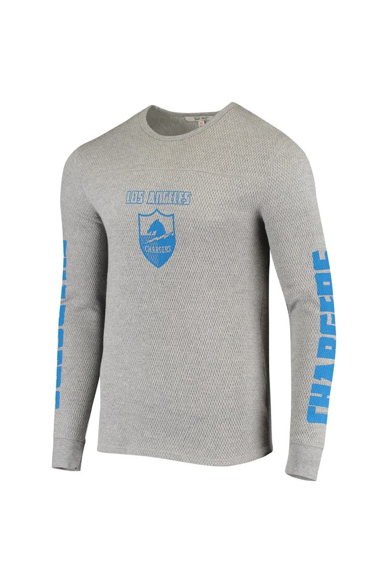 Men's Junk Food Heathered Gray Los Angeles Chargers Heavyweight Thermal Long Sleeve T-Shirt, Alternate, color, Heather Gray