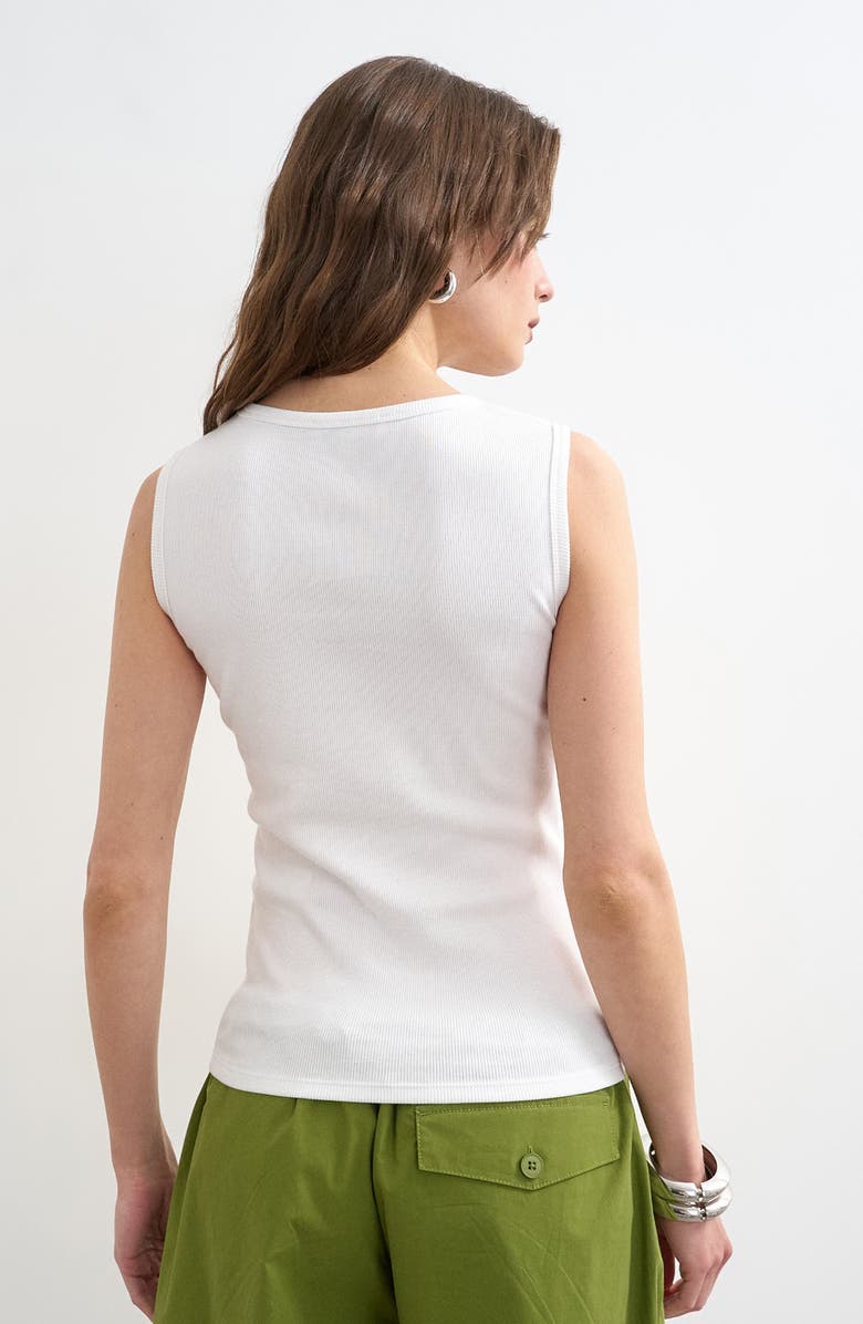 Topshop V-Neck Stretch Cotton Rib Tank, Alternate, color,
