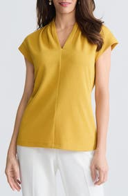 KASPER Textured Funnel Neck Knit Top