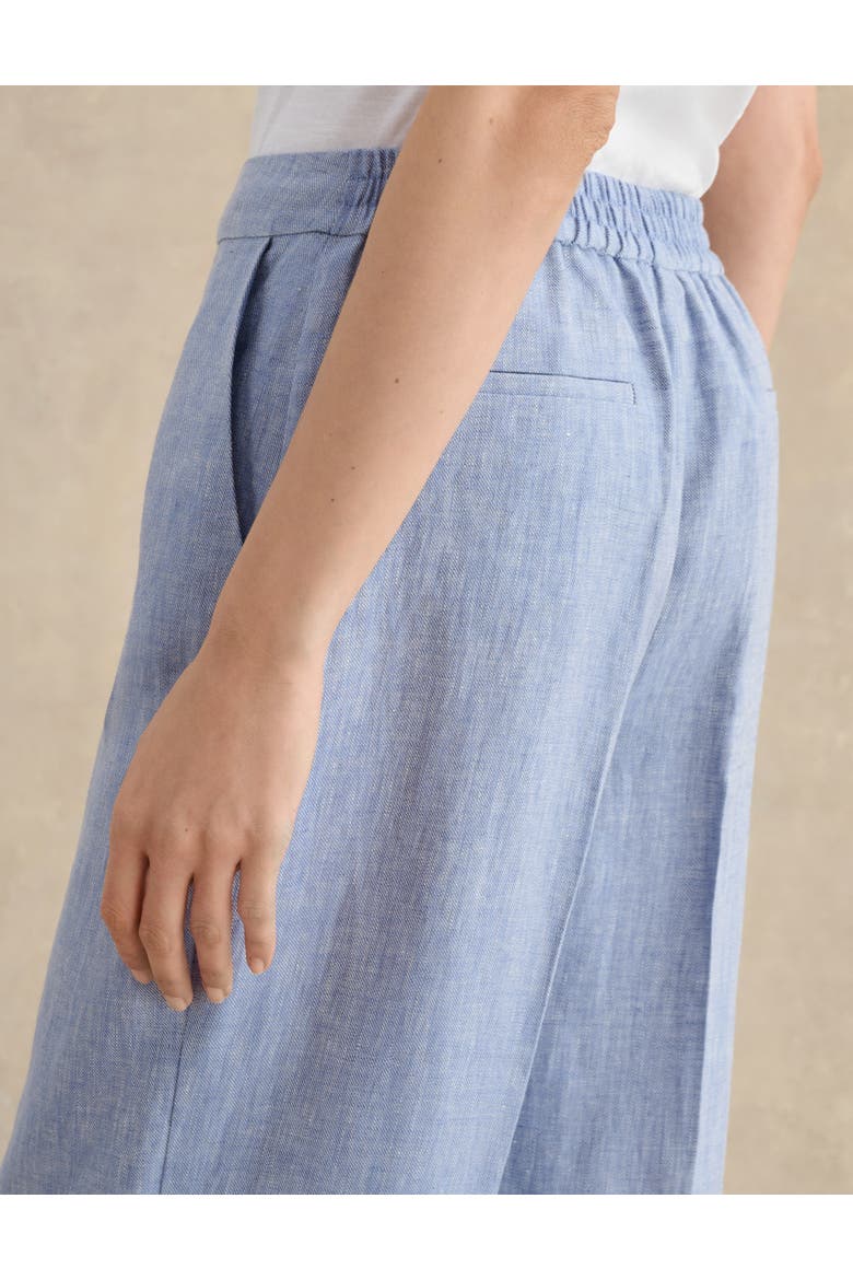 Estella Mid-Rise Wide-Leg Linen Trousers, Alternate, color, Blue White