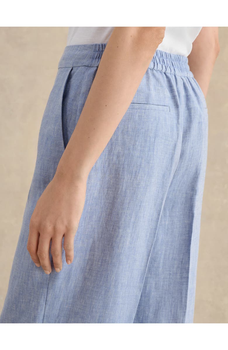 HOBBS LONDON Estella Mid-Rise Wide-Leg Linen Trousers, Alternate, color, Blue White