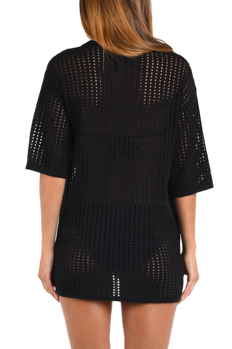 Resort Open Stitch Cover-Up Tunic, Alternate, color, BLACK