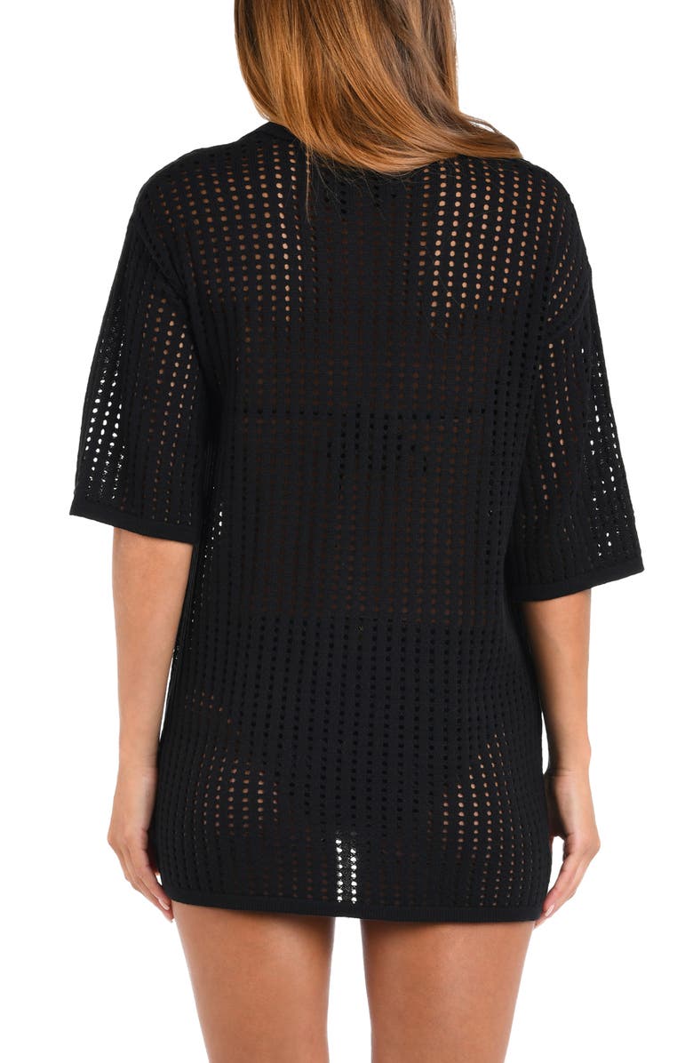 Sunshine 79 Resort Open Stitch Cover-Up Tunic, Alternate, color, Black