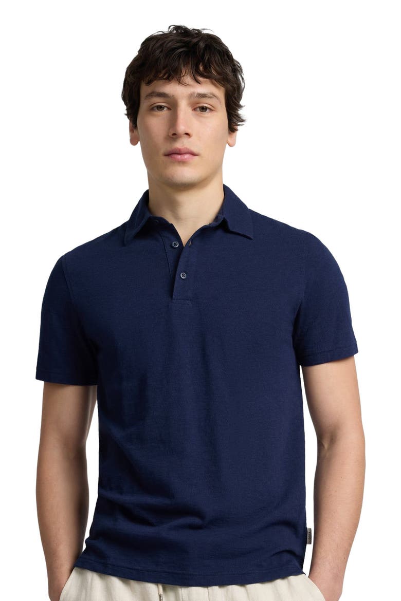 Stretch Linen Jersey Short Sleeve Polo, Alternate, color, Midnight